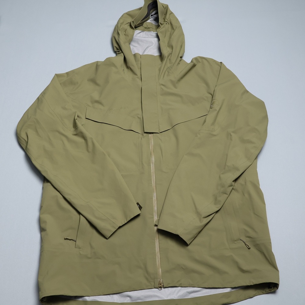 Mammut Hooded DryTechnology Jacket Mens 2XL Olive Green Waterproof Shell